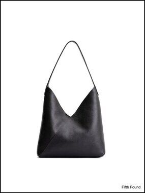 Full grain leather slouchy shoulder bag, hobo silhouette, magnetic closure